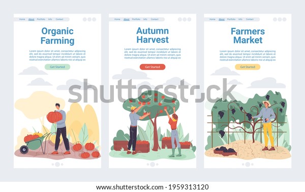 Vector Cartoon Flat Farmer Characters Harvestingworkers Stock Vector ...