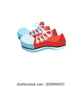 Vector cartoon flat fashionable sneakers.New trendy beautiful footwear isolated on empty background-clothing shoe store,shopping and fashion concept,web site banner ad design
