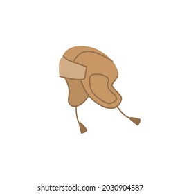 Vector cartoon flat fashionable winter hat with ear flaps.New trendy beautiful accessory hat isolated on empty background-clothing store,shopping and fashion concept,web site banner ad design