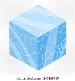 Vector cartoon flat isometric game brick cube. Vector ice cubes design elements for games.
