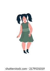 Vector cartoon flat kid character,little girl happily smiling-children's fashion collection,happy childhood social concept,web site banner ad design