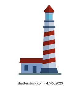 Vector cartoon flat lighthouse
