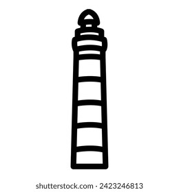 Vector cartoon flat lighthouses. Searchlight towers for maritime navigational guidance
