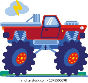 Vector cartoon flat monster truck.