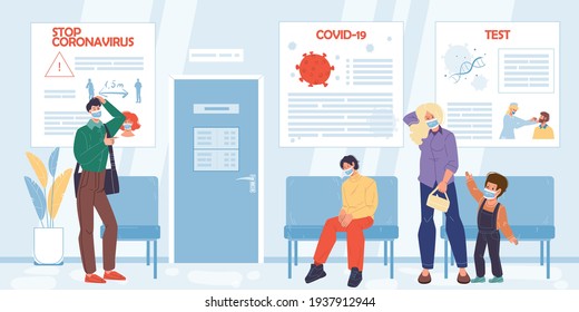 Vector Cartoon Flat Patient Characters Waiting Stock Vector (Royalty ...