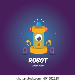 vector cartoon flat robot or cyborg. orange robot logo icon design template