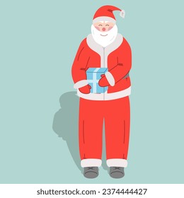 caricatura vectorial Santa Claus con caja de regalo aislada en el fondo 