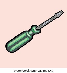 Vector cartoon flat screwdriver tool