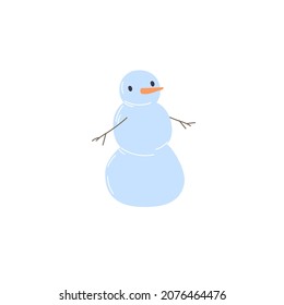 Vector cartoon flat snowman isolated on empty background-winter outdoor recreation and play,healthy family and happy childhood concept,web site banner ad design