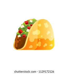 Vector cartoon flat style illustration taco (Mexican food)