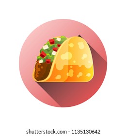 Vector cartoon flat style illustration taco (Mexican food)