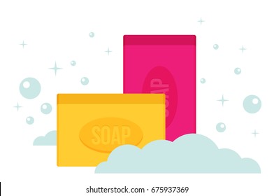 Vector cartoon flat style rectangular soap vector icon