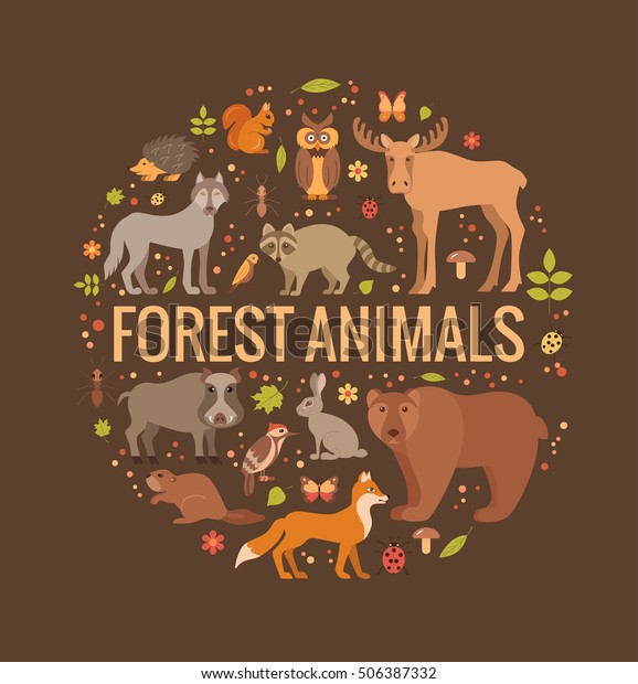 Vector Cartoon Flat Style Set Forest Stock Vector (Royalty Free) 506387332