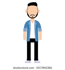 Vector Cartoon Flat Style Young Male Character Isolated