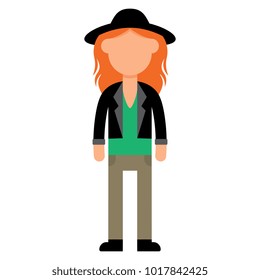 Vector Cartoon Flat Style Young Female Character Isolated