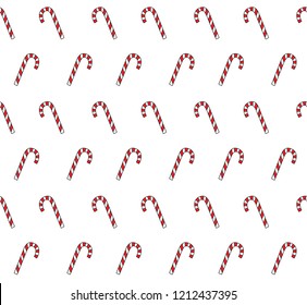 vector cartoon flat white red christmas candy isolated on white seamless pattern