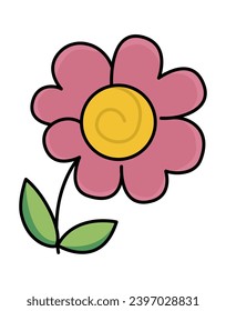 Icono de flor de dibujos animados. Planta clipart para niños. Ilustración floral. Icono gracioso para niños con concepto de naturaleza o jardín
