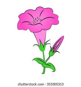 Vector cartoon flower on white background.