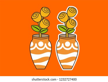 vector cartoon flower vase