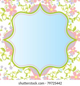 vector cartoon flowers frame with sky background