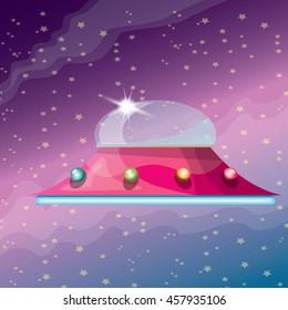 vector cartoon Flying Saucer, cartoon Spaceship. vector cartoon UFO