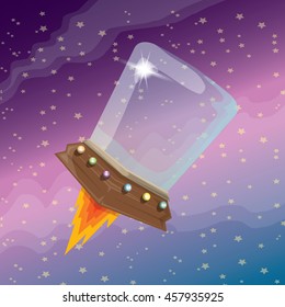 vector cartoon Flying Saucer, cartoon Spaceship. vector cartoon UFO