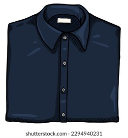 Vector Cartoon Folded Blue Classic Men Shirt