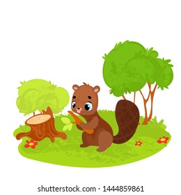 Vector cartoon forest animals in children's style. Vector illustration in children's style, for children's books, posters, stickers or room decor