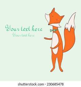 vector cartoon fox with a bow tie