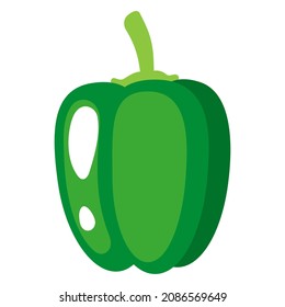 Vector cartoon fresh green bell pepper vegetable. Eco food shopping.