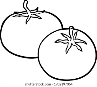 Vector Cartoon Fresh Tomatoes Line Arts