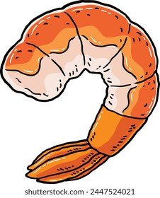 Vector Cartoon Freshly Cooked Shrimp