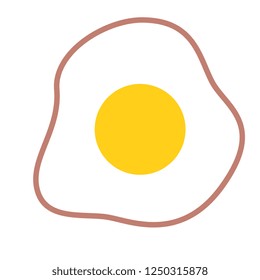Vector Cartoon Fried Egg Icon Isolated On White Background