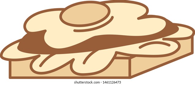 Vector Cartoon Fried Egg On Toast Icon Emoji Illustration Isolated