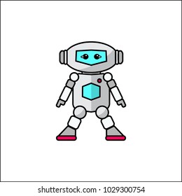 Vector cartoon friendly robot isolated on white background. Vector illustration for your graphic design.