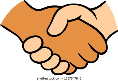 Vector Cartoon Friends Hand Shake