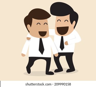 Vector cartoon of Friendship between two Businessman