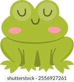 Vector cartoon frog. Funny woodland swamp animal. Cute forest illustration for kids isolated on white background. Green sitting toad icon