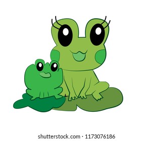Vector cartoon frog  Isolated On White Background