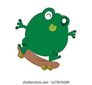 Vector cartoon frog  Isolated On White Background