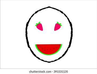 Vector of cartoon fruit face
