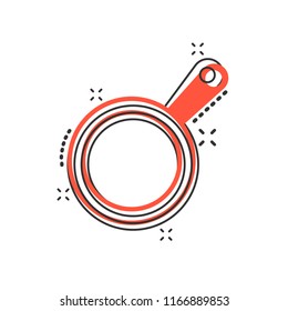 Vector cartoon frying pan icon in comic style. Cooking pan concept illustration pictogram. Skillet kitchen equipment business splash effect concept.