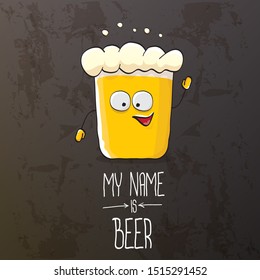 vector cartoon funky fresh beer glass character isolated on grunge grey  background.vector beer comic label or poster design template. my name is beer or happy friday concept illustration