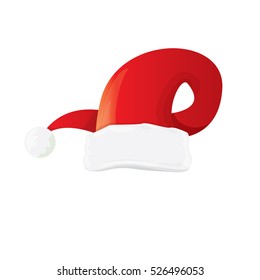 vector cartoon funky red Santa hat icon isolated on white. merry christmas santa hat design element for banners or greeting cards