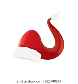 vector cartoon funky red Santa hat icon isolated on white. merry christmas santa hat design element for banners or greeting cards