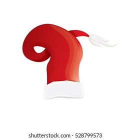 vector cartoon funky red Santa hat icon isolated on white. merry christmas santa hat design element for banners or greeting cards
