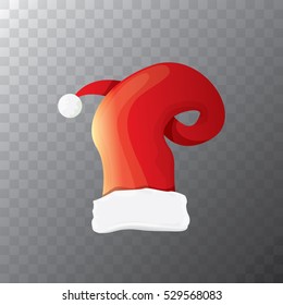 vector cartoon funky red Santa hat icon. merry christmas santa hat design element for banners or greeting cards