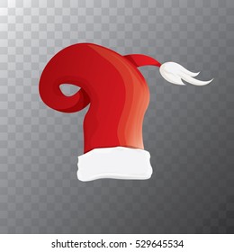 vector cartoon funky red Santa claus hat icon isolated. merry christmas santa hat design element for banners or greeting cards