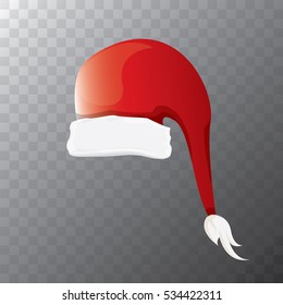 vector cartoon funky red Santa claus hat icon isolated. merry christmas santa hat design element for banners or greeting cards
