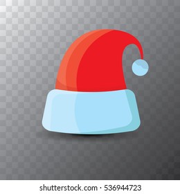 vector cartoon funky red Santa claus hat icon isolated. merry christmas santa hat design element for banners or greeting cards